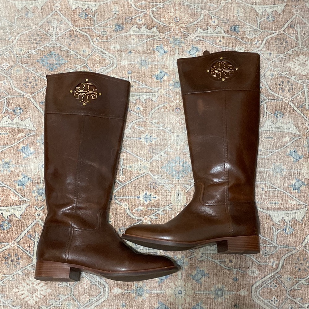 Tory Burch brown leather riding boots